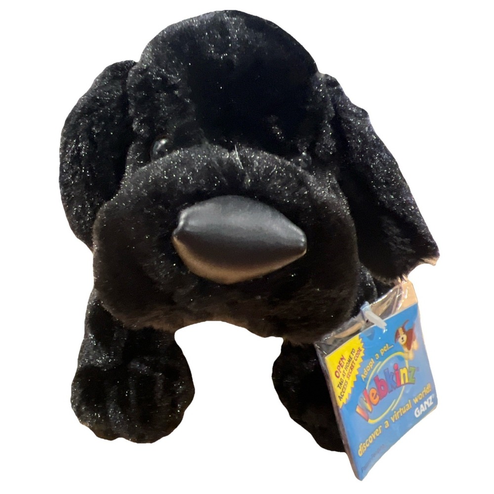 Ganz Webkinz Lil'Kinz HS136 Black Lab  Dog Plush Stuffed New W Sealed Play code